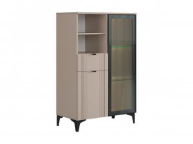 Комод 2 со стеклом Рич (кашемир/фрапучино матовый/черный) в Посевной - posevnaya.mebel-nsk.ru | фото