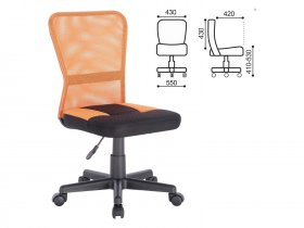 Кресло компактное BRABIX Smart MG-313, без подлокотников, комбинированное, черное/оранжевое в Посевной - posevnaya.mebel-nsk.ru | фото