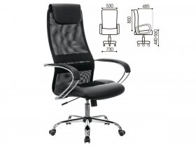 Кресло офисное BRABIX PREMIUM Stalker EX-608 CH, хром, ткань-сетка/кожзам, черное в Посевной - posevnaya.mebel-nsk.ru | фото