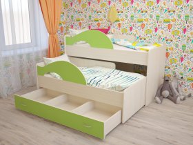 Кровать детская двухуровневая Радуга 80*160 в Посевной - posevnaya.mebel-nsk.ru | фото