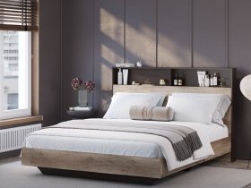 Кровать двуспальная 1,6м КР-16 Энигма (венге/дуб каньон) в Посевной - posevnaya.mebel-nsk.ru | фото