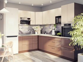 Модульная кухня Классика (ваниль/шоколад) в Посевной - posevnaya.mebel-nsk.ru | фото