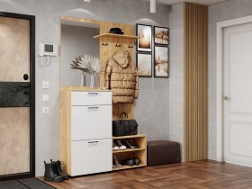 Прихожая Монтана (дуб крафт золотой/белый) в Посевной - posevnaya.mebel-nsk.ru | фото